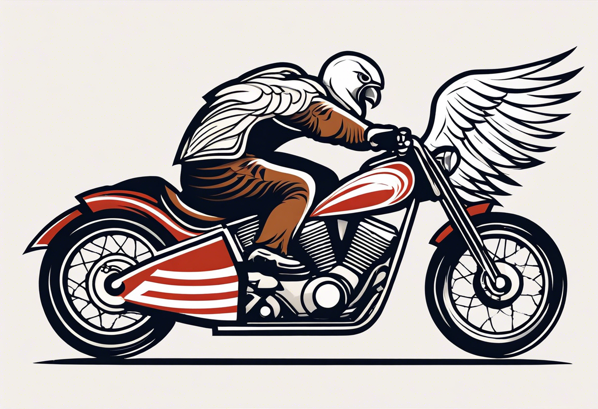 motorcycle speedway rider with an eagle flying over tattoo idea