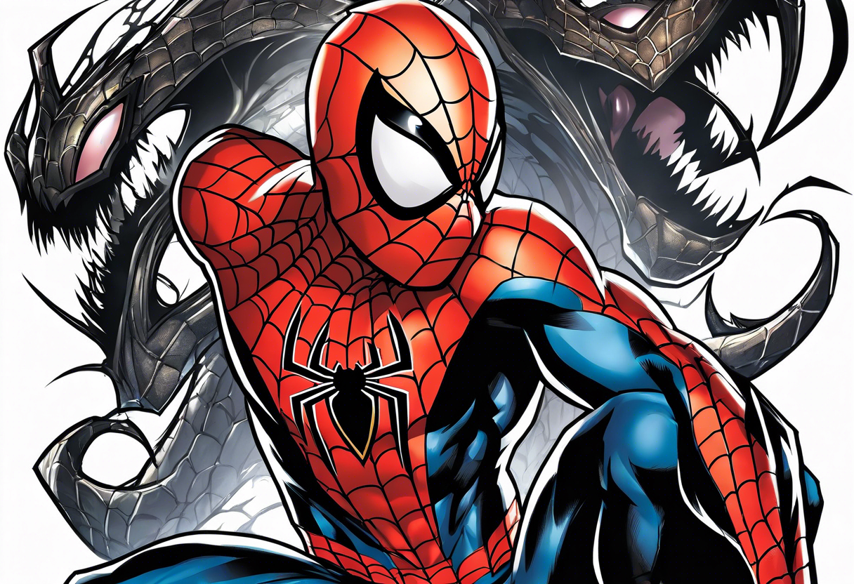 ultimate comics spiderman ripping off venom suit tattoo idea