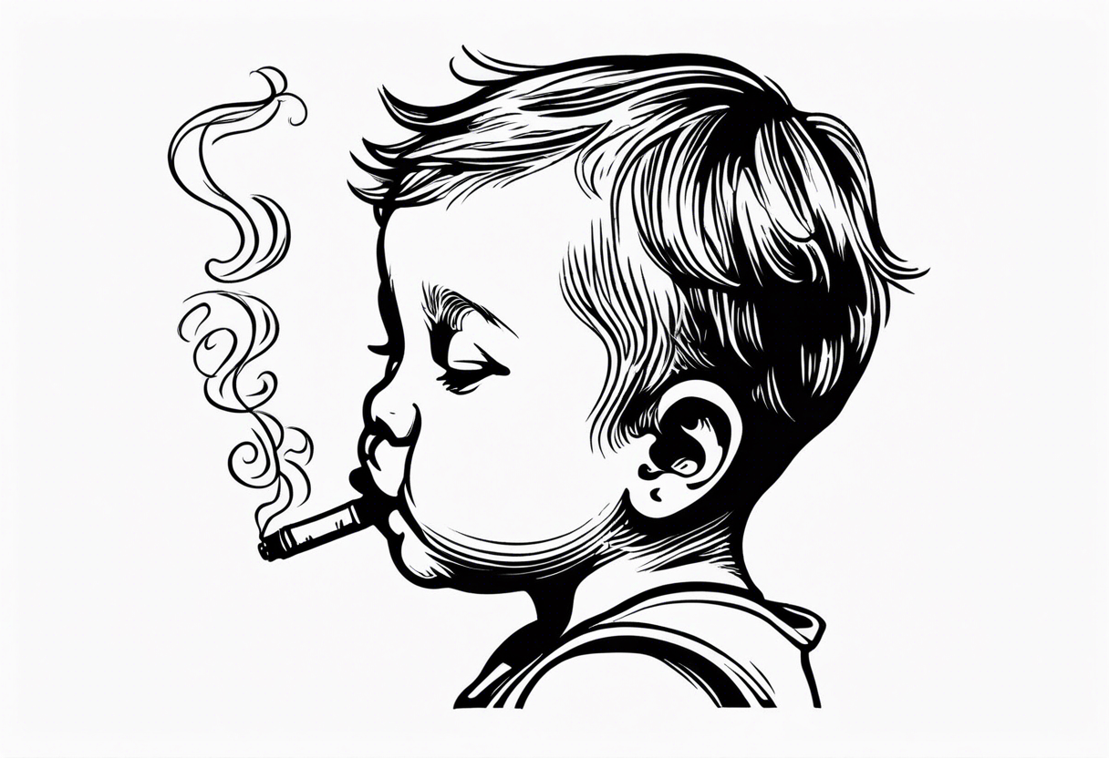 baby who smoke cigarettes tattoo idea