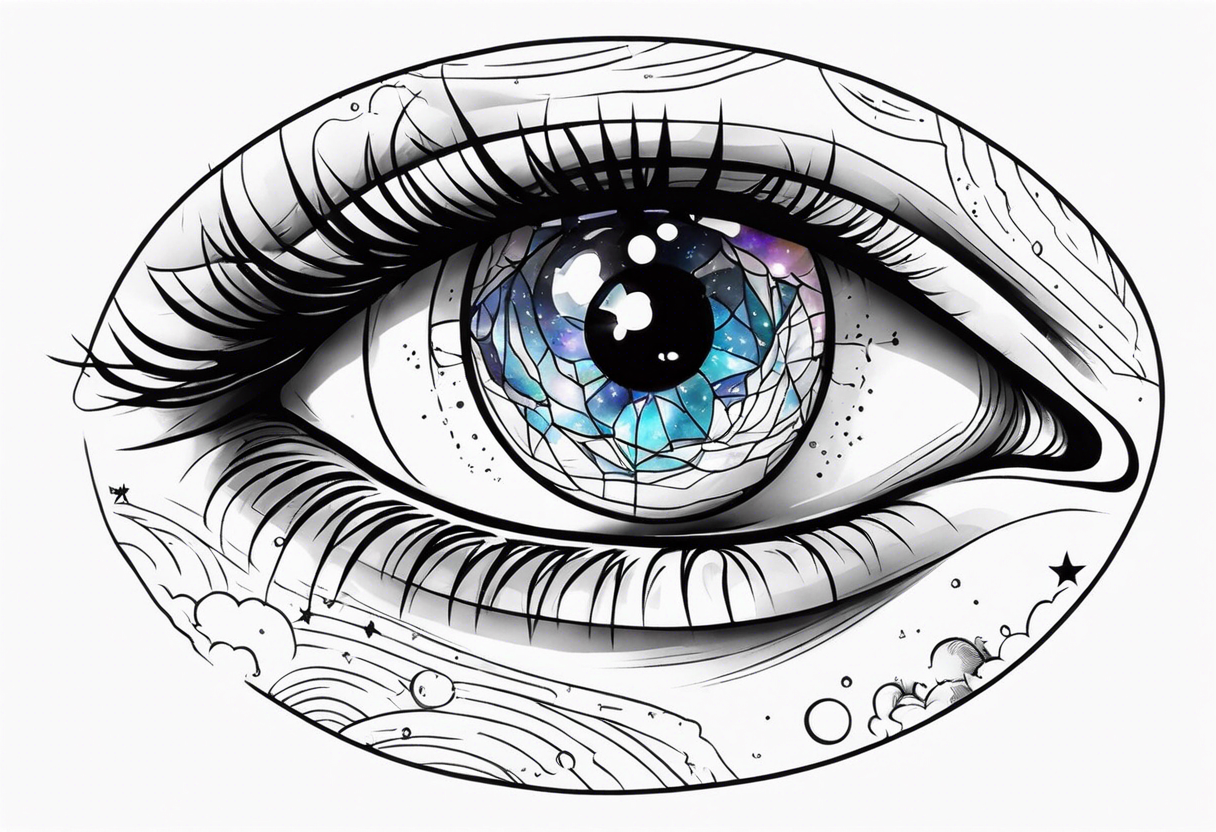 eye with universe reflection in the iris tattoo idea