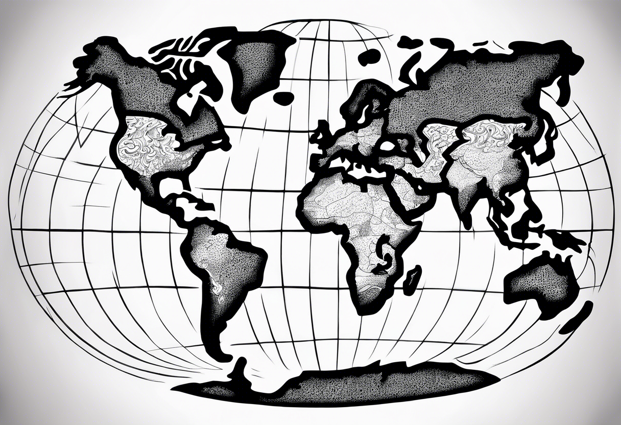 World Map or Globe Tattoo (not coloured) for a 30th Birthday ! | 20 Tattoo  Designs for a business in Singapore