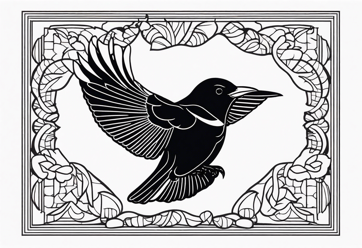 redwing blackbird flying for back tattoo idea