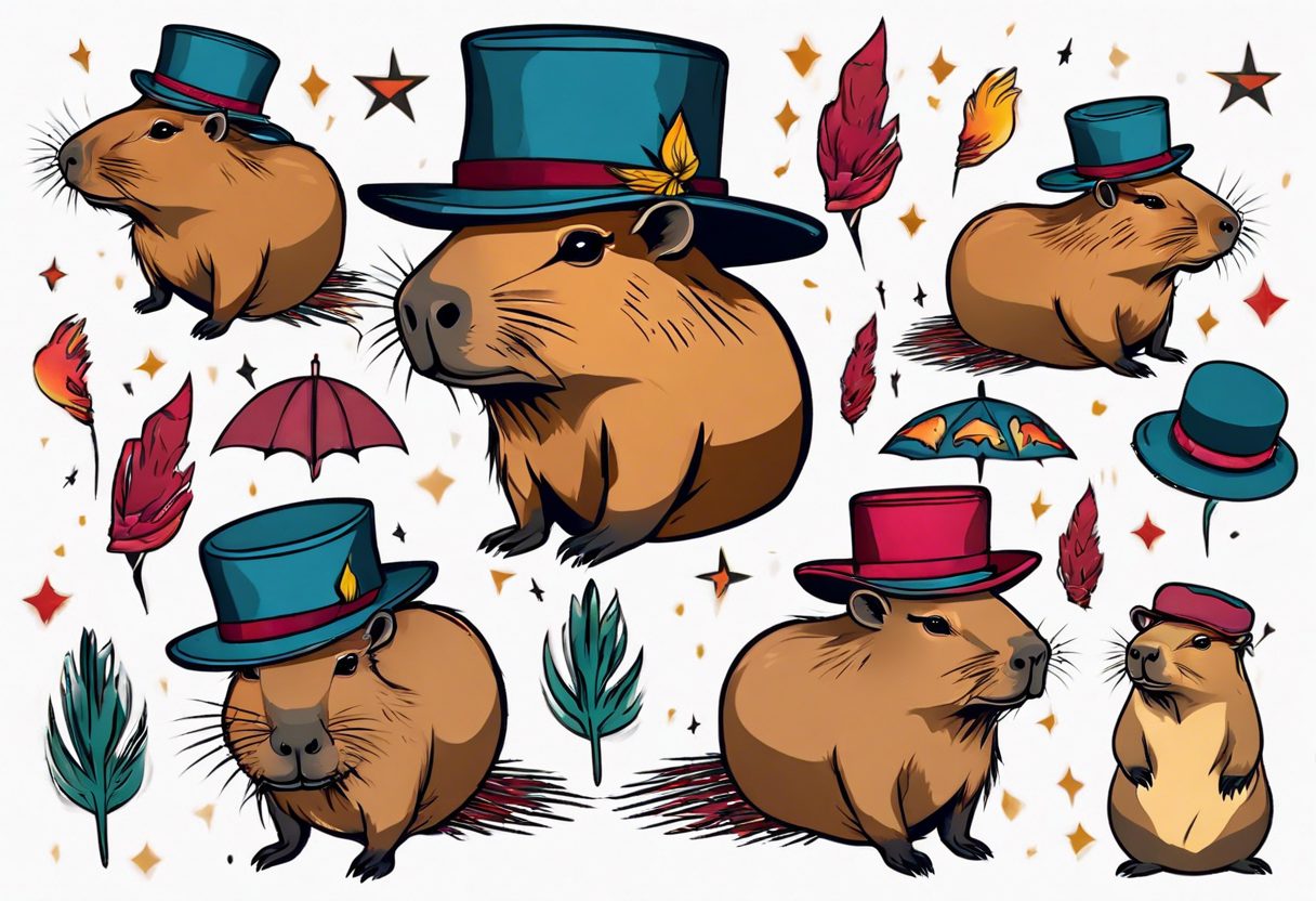 Capybara wearing a hat tattoo idea