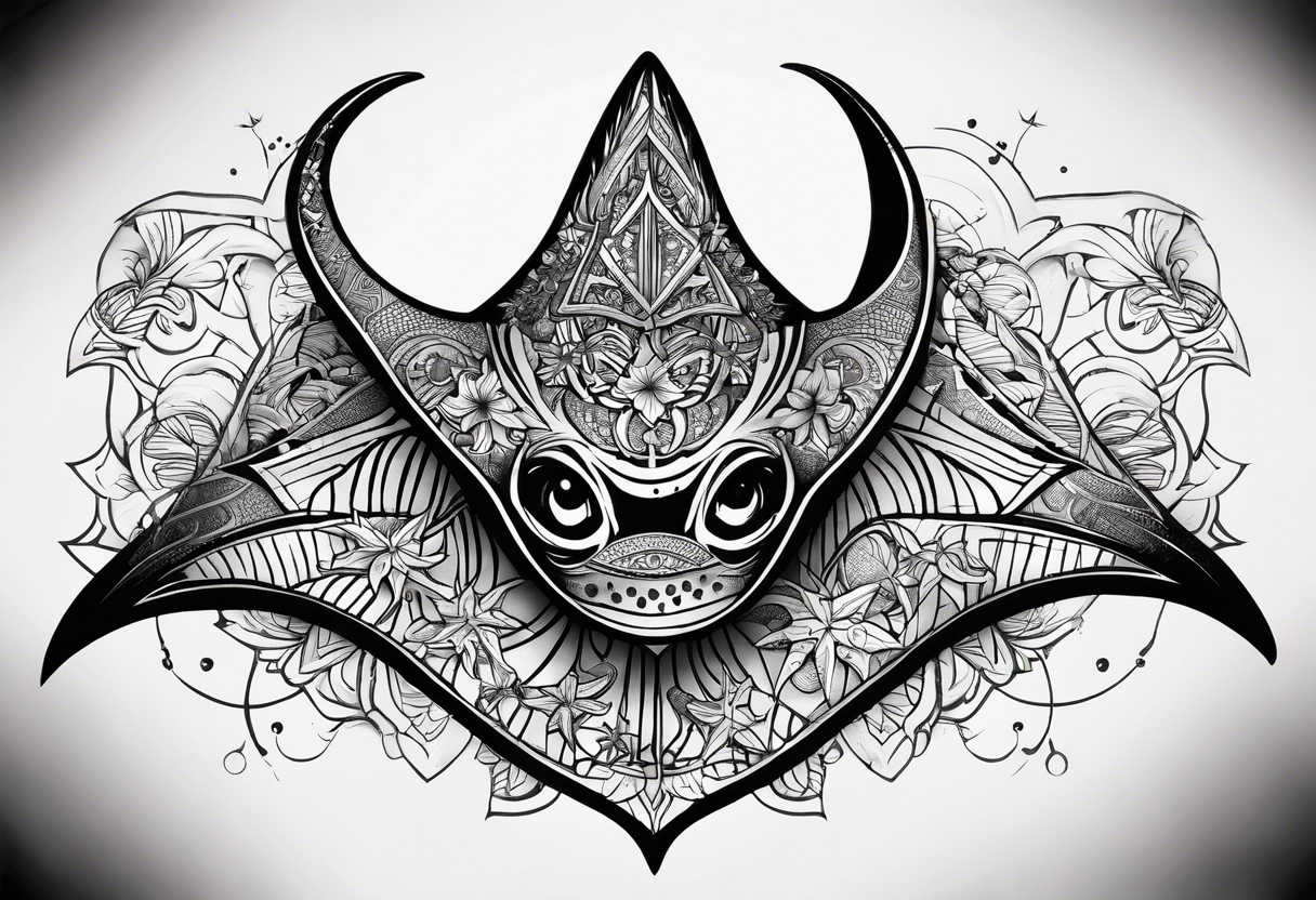 A manta ray with a star fish as a Polynesian tattoo. A smaller tattoo for female forearm or wrist. tattoo idea