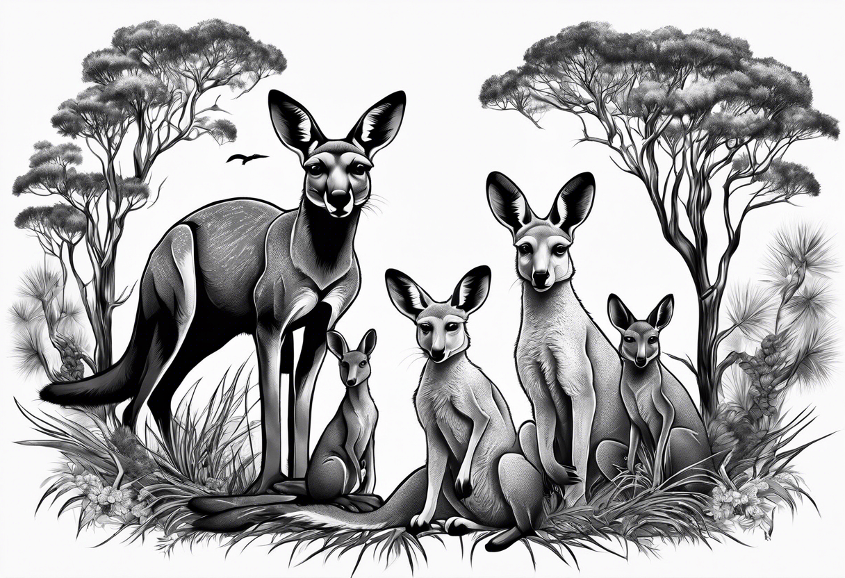 Outback, a kangaroo, a dingo and an emu. 

Arm sleeve tattoo idea