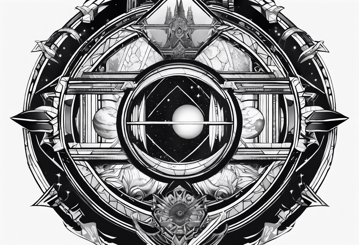 tringle portal leading to mass effect universe, forearm tattoo tattoo idea