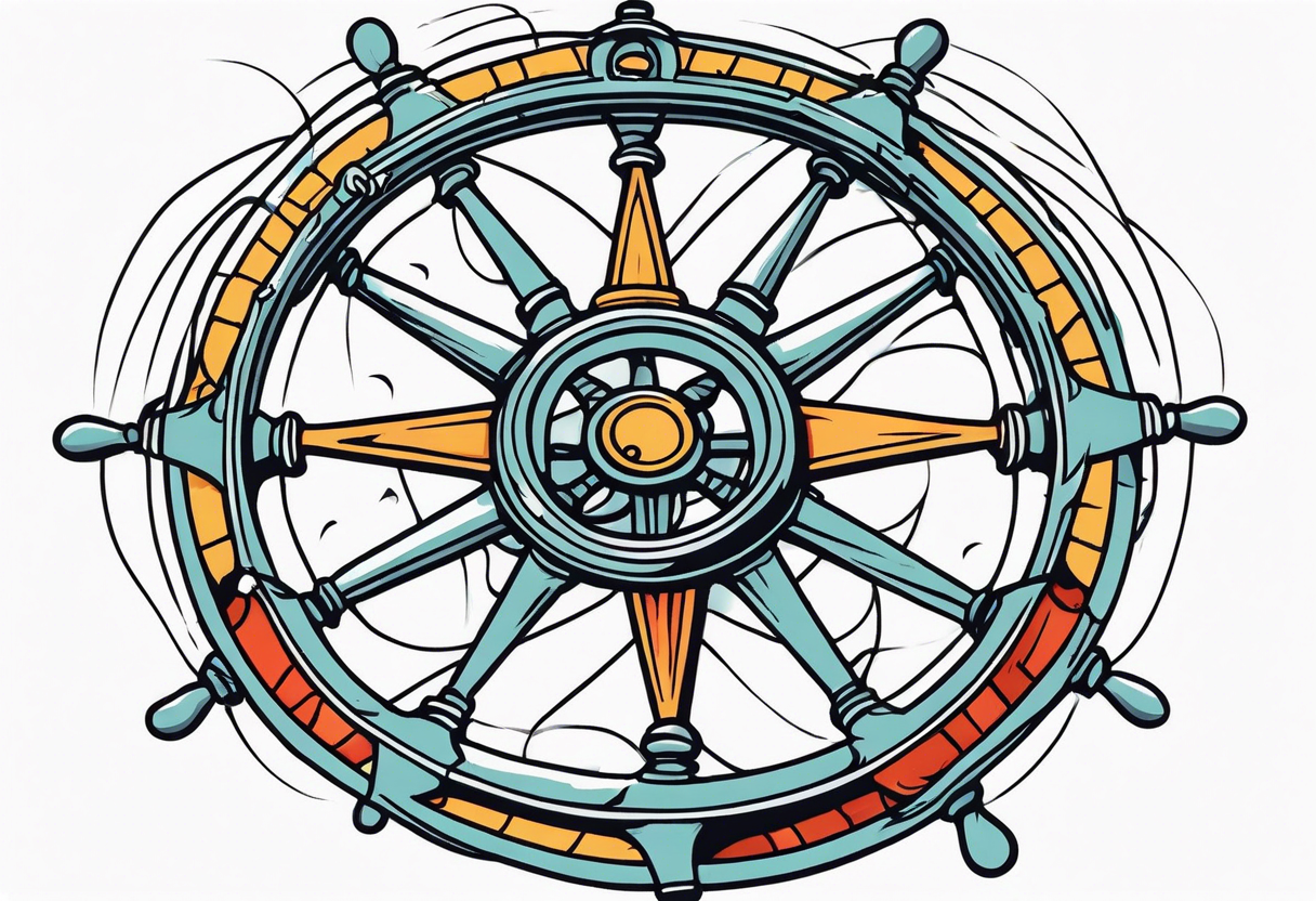 Nautical ships wheel in storm tattoo idea
