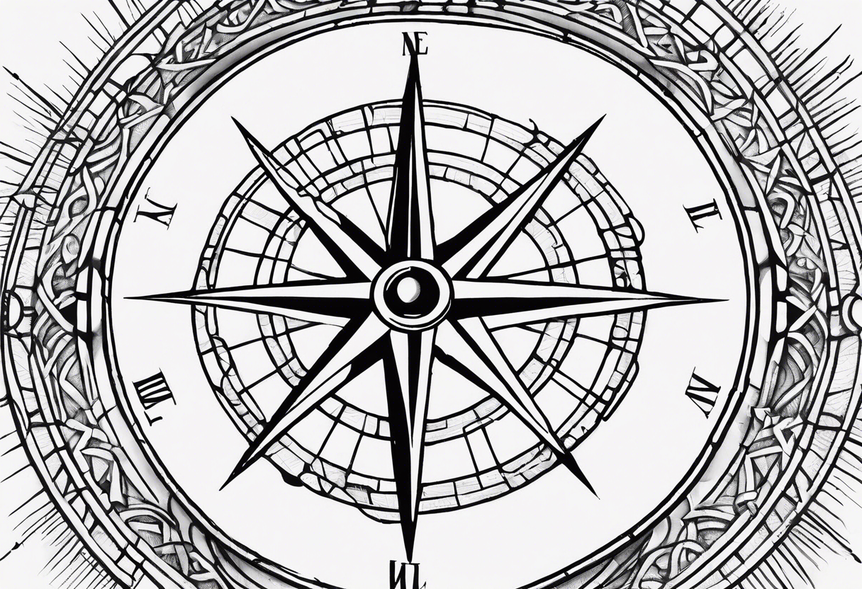 the word on a grid with a small compass compass tattoo idea