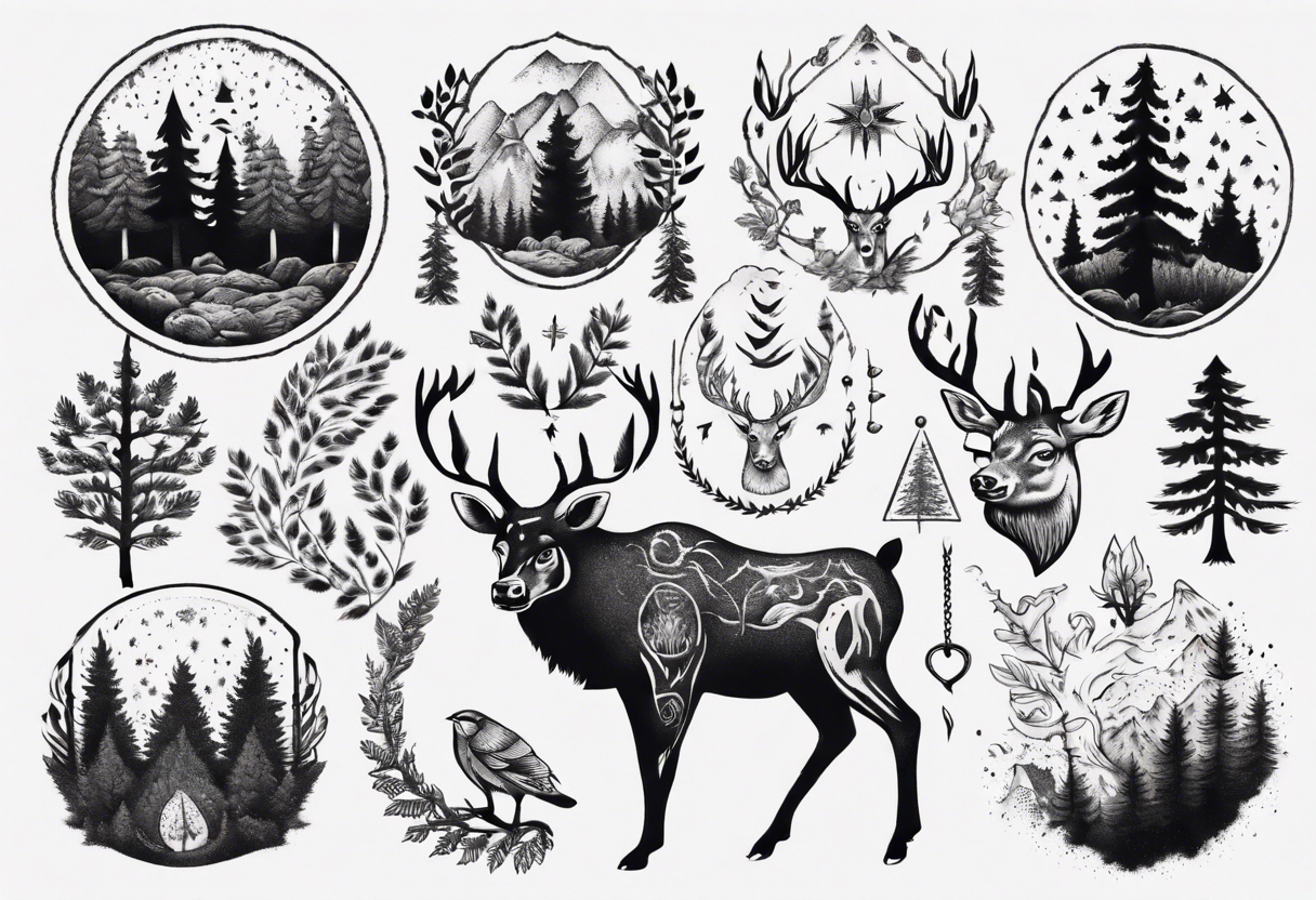 Nordic, forest, living in present, muscular tattoo idea