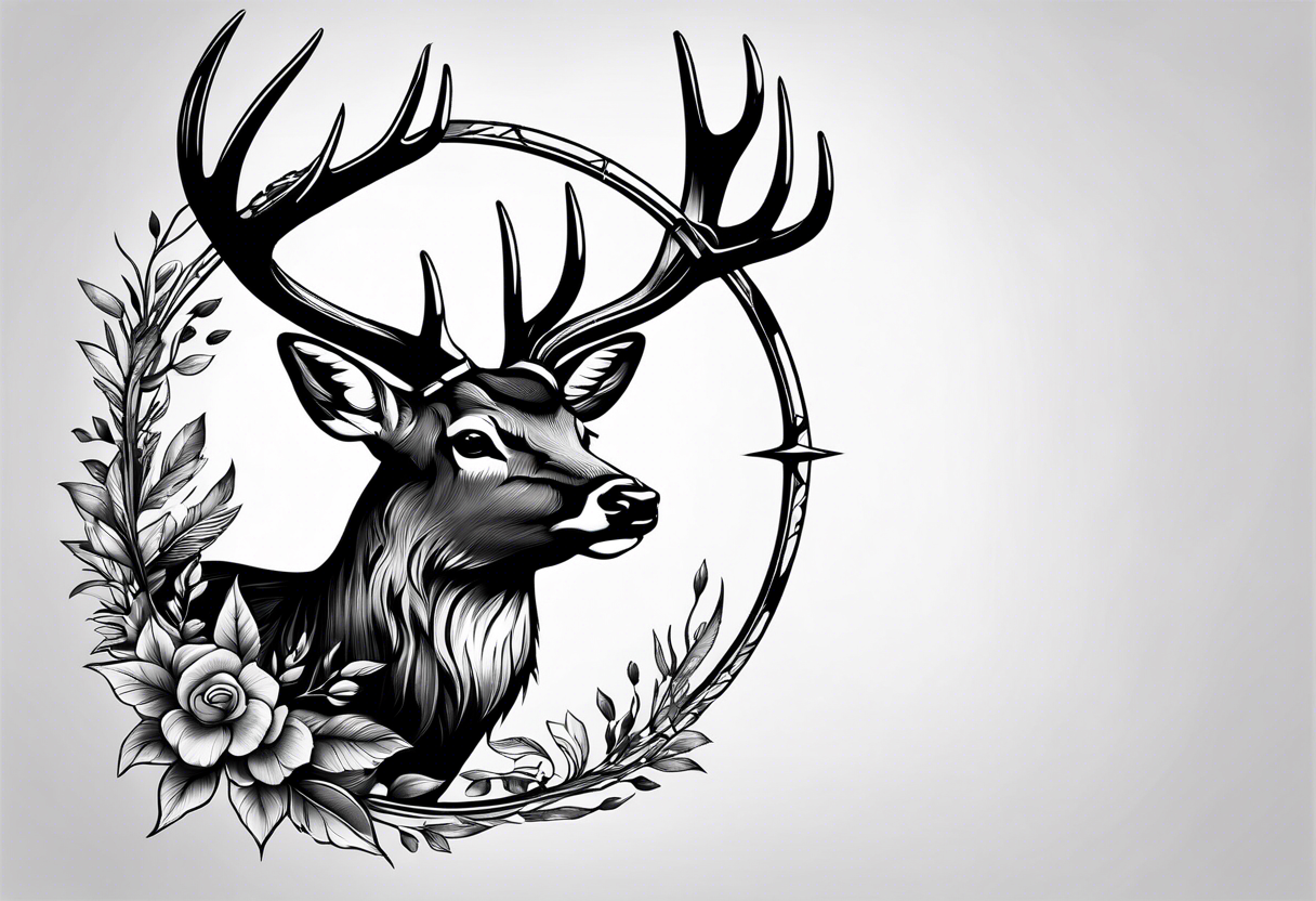 bow and arrow hunting deer tattoo idea