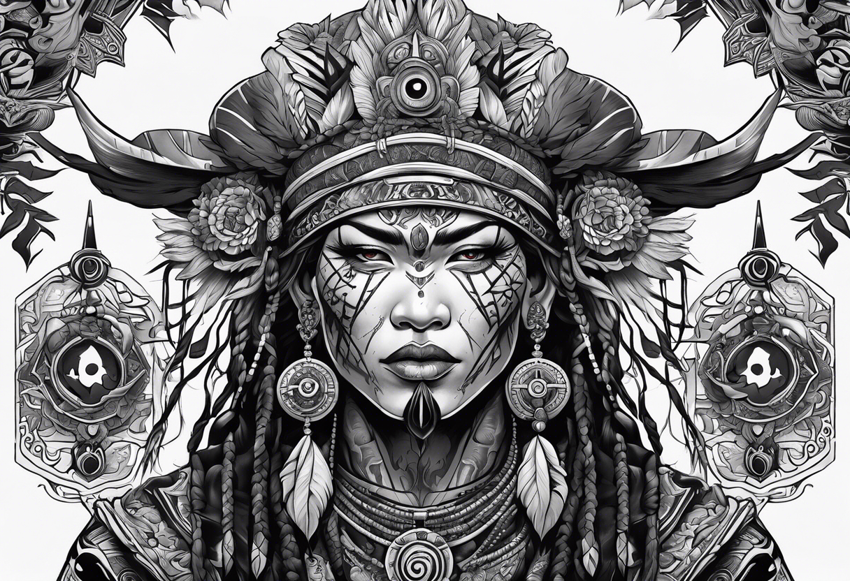 dark fantasy style shaman, witch doctor tattoo idea