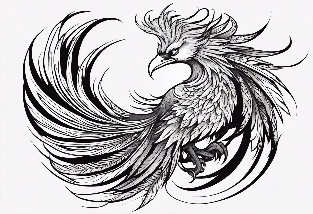 graceful asian style phoenix with extra long tail feathers and a long neck and large feathers
arm tattoo tattoo idea