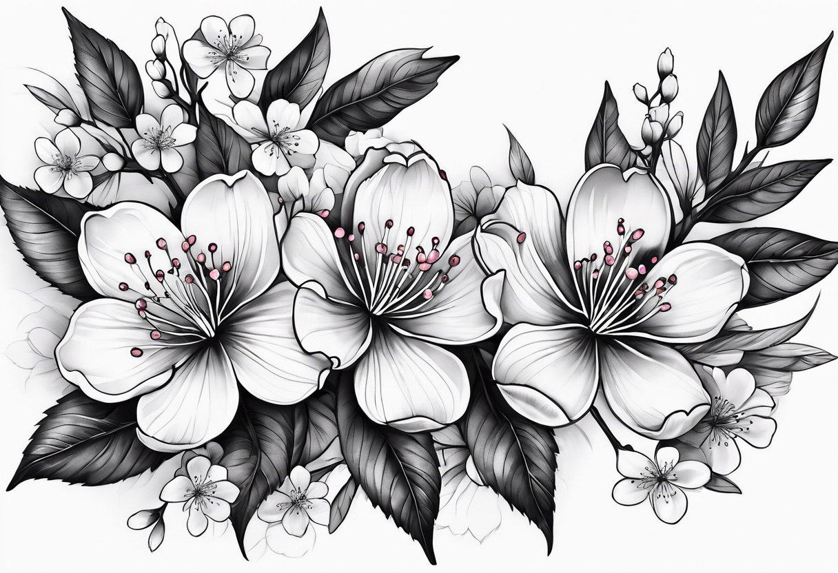 Cherry blossom leaves tattoo idea