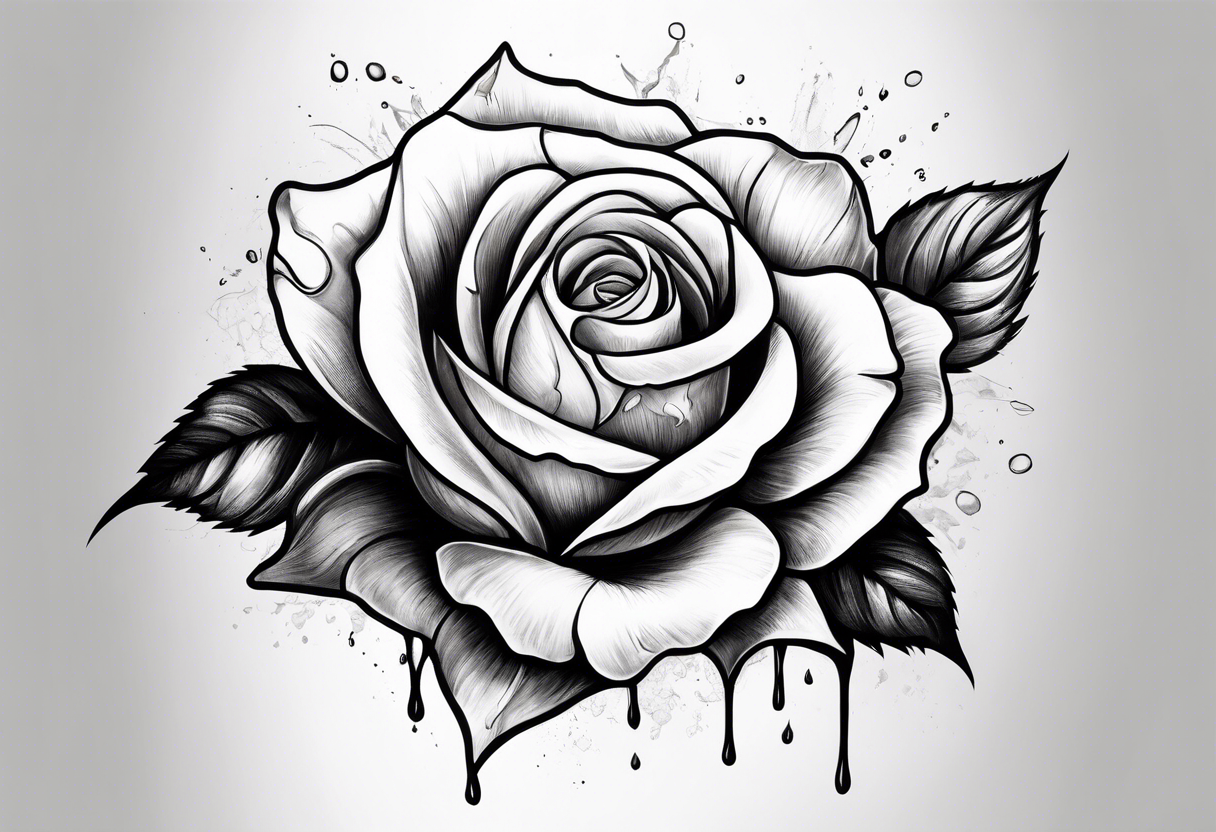 White rose with blood in hand tattoo idea