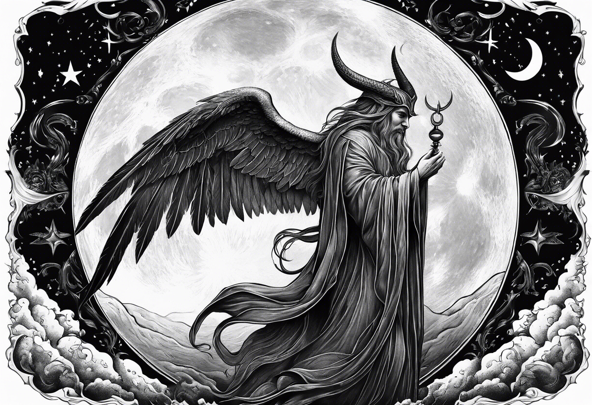 Lucifer hug the moon tattoo idea
