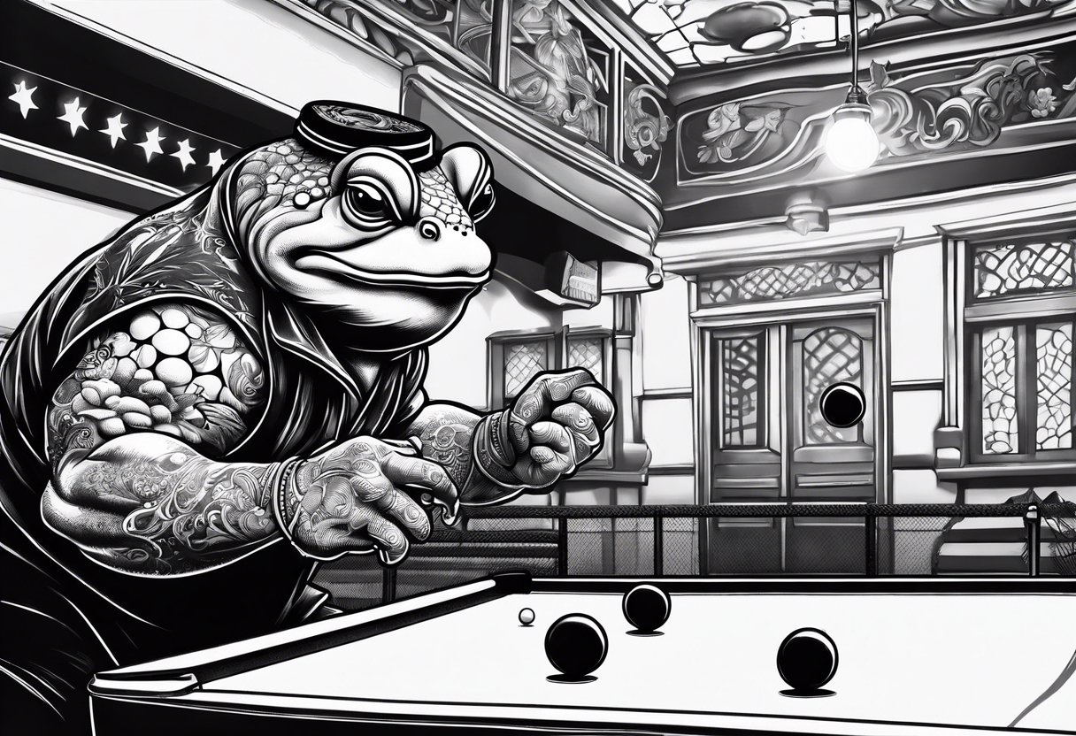 Toad man playing table tennis tattoo idea