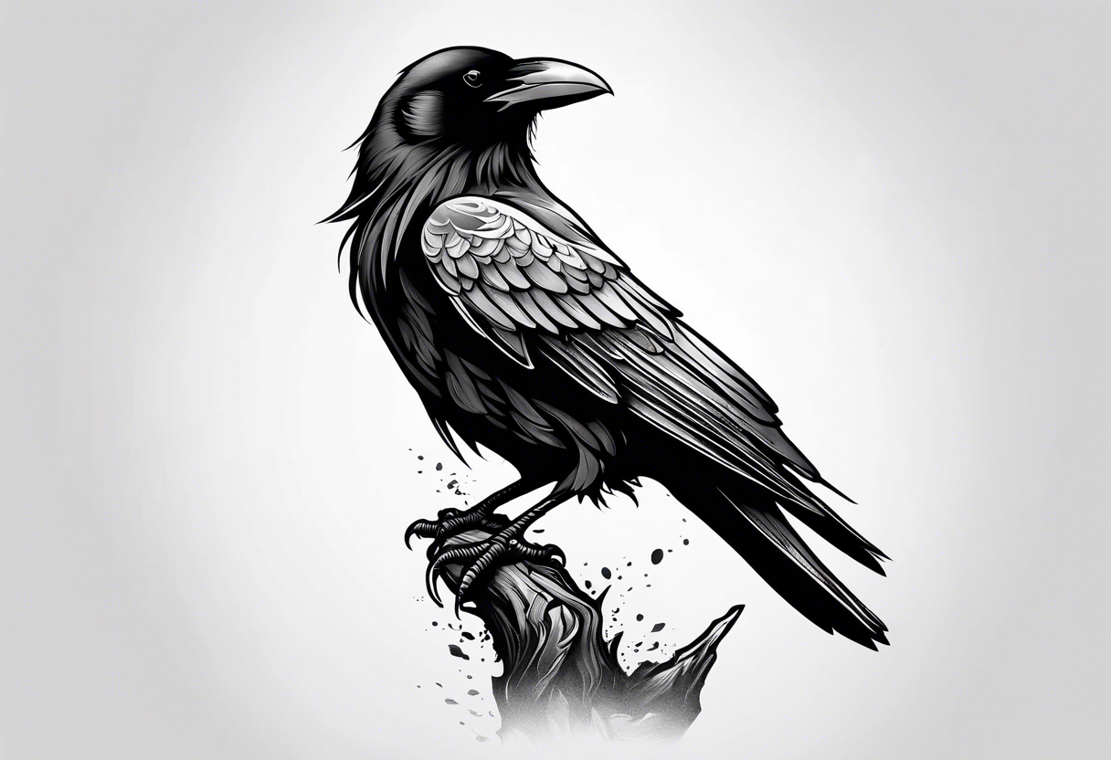 raven perched tattoo idea