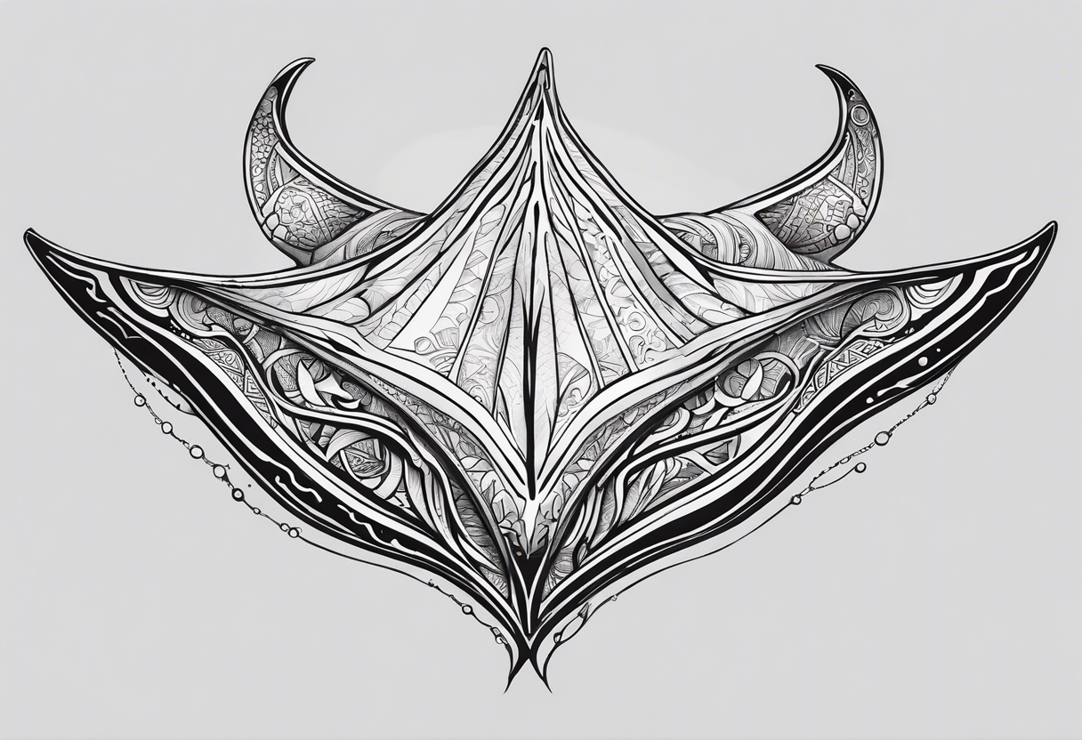 A manta ray with a sea star as a tribal tattoo. A smaller tattoo for female forearm or wrist tattoo idea