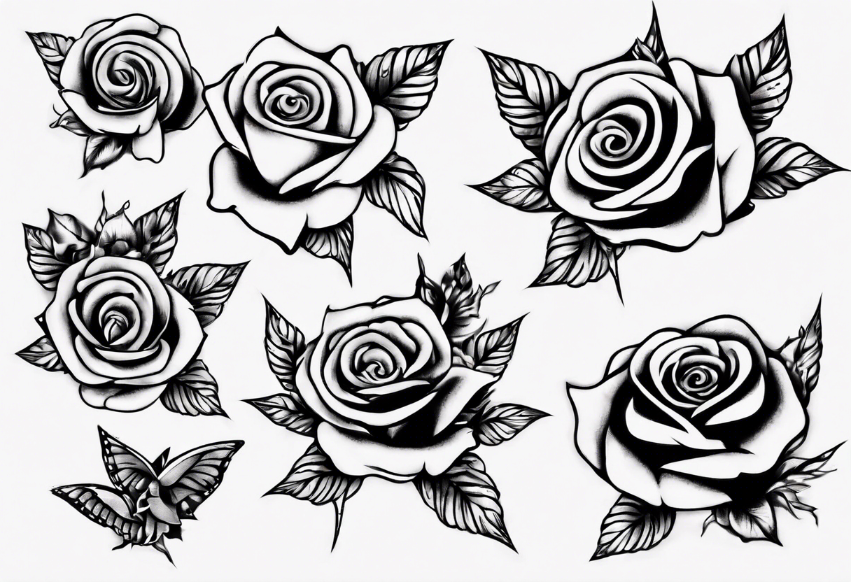 music stave hearth roses tattoo idea