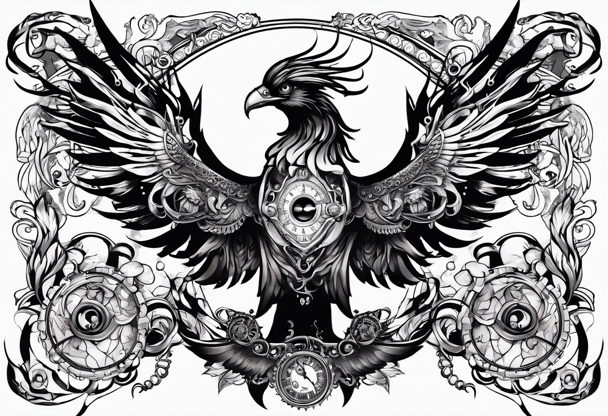 steampunk phoenix tattoo idea