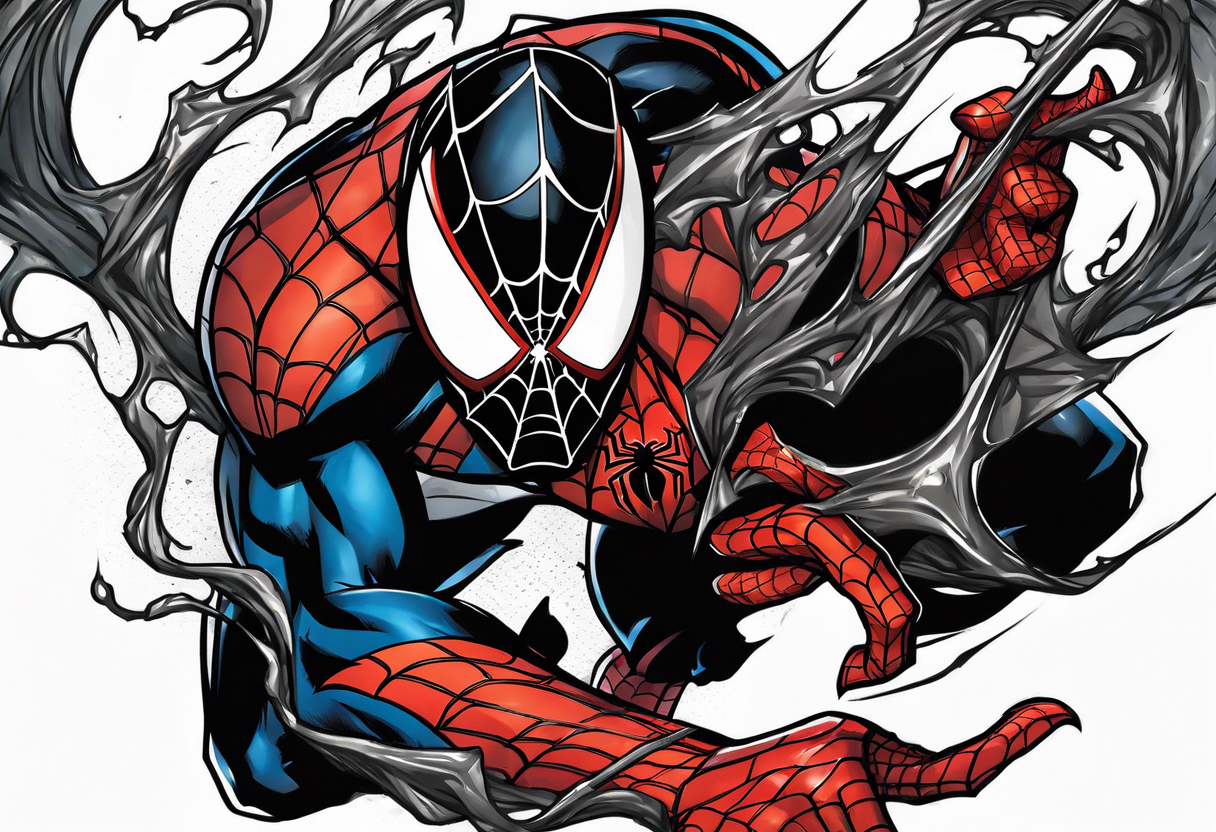 ultimate comics spiderman ripping off venom suit tattoo idea