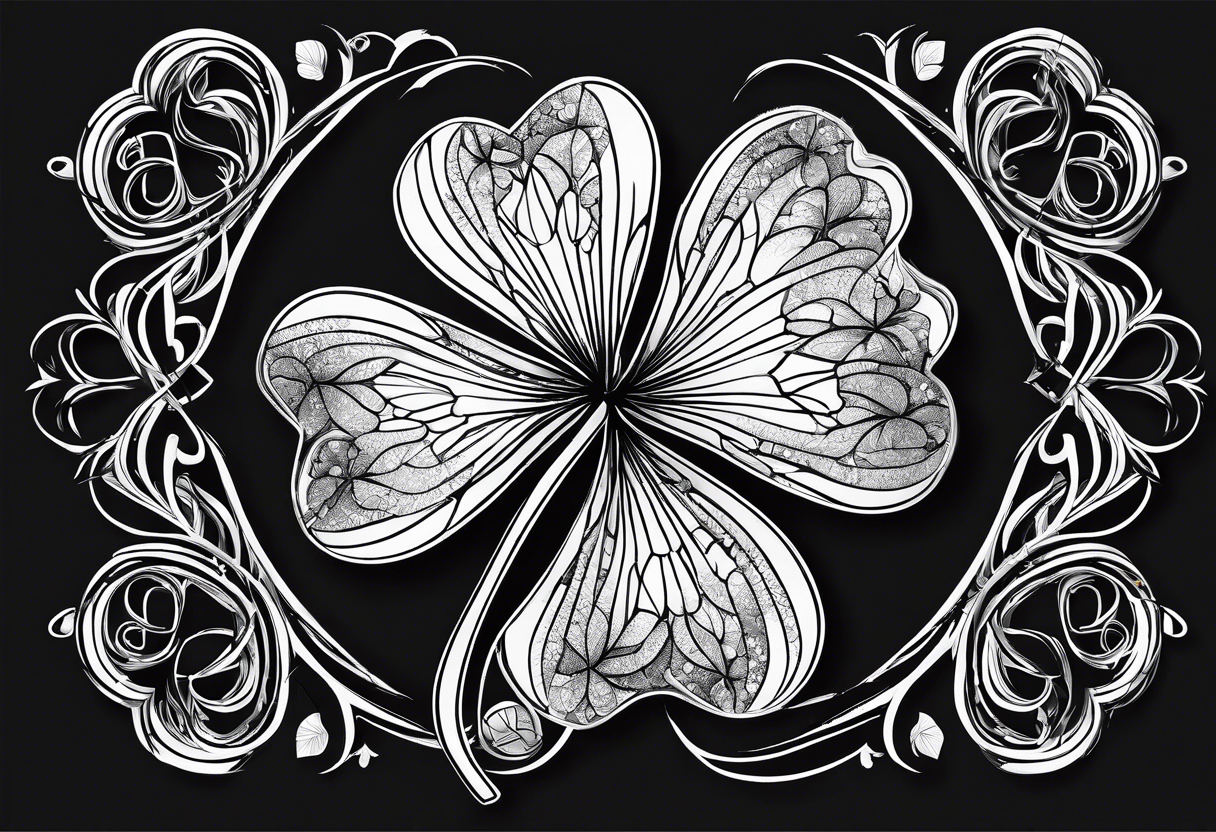 Black Four leaf clover shattered like glass tattoo idea