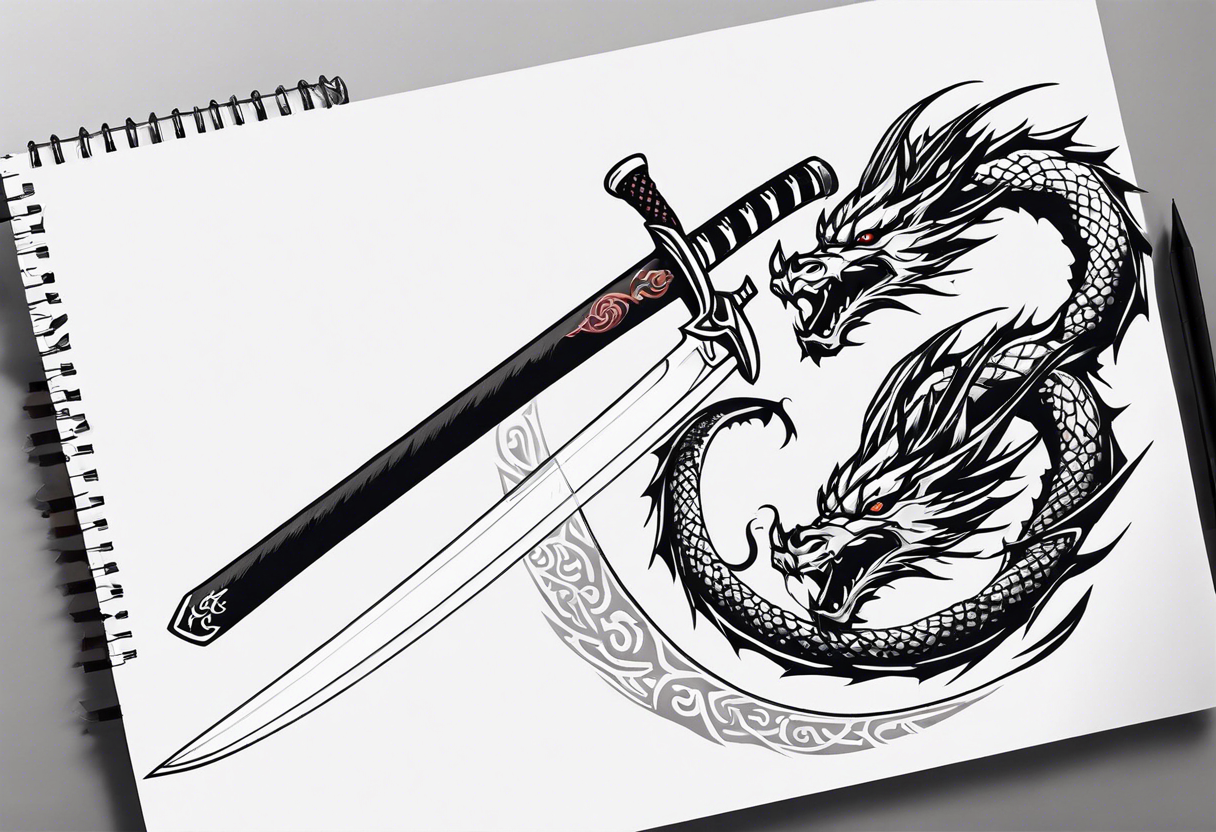 Katana and a dragon tattoo idea