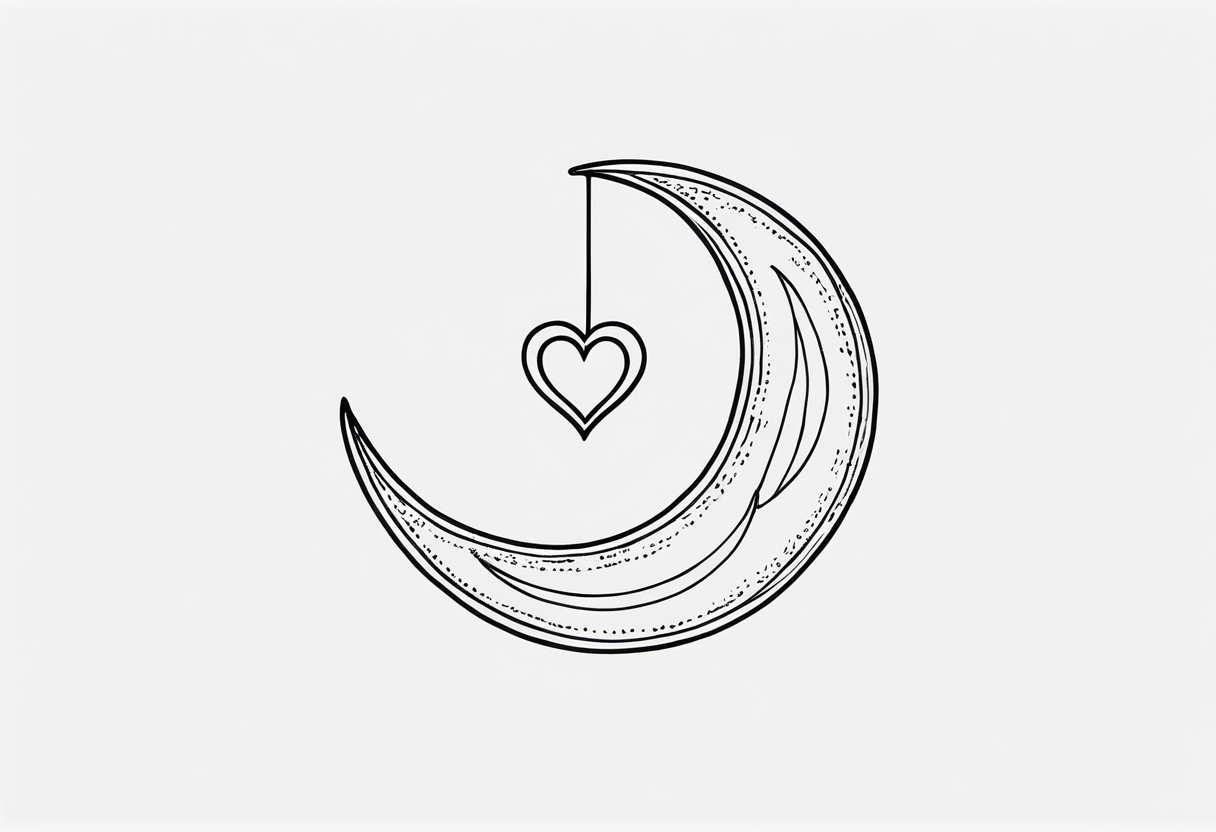 Crescent moon with a love heart inside it tattoo idea