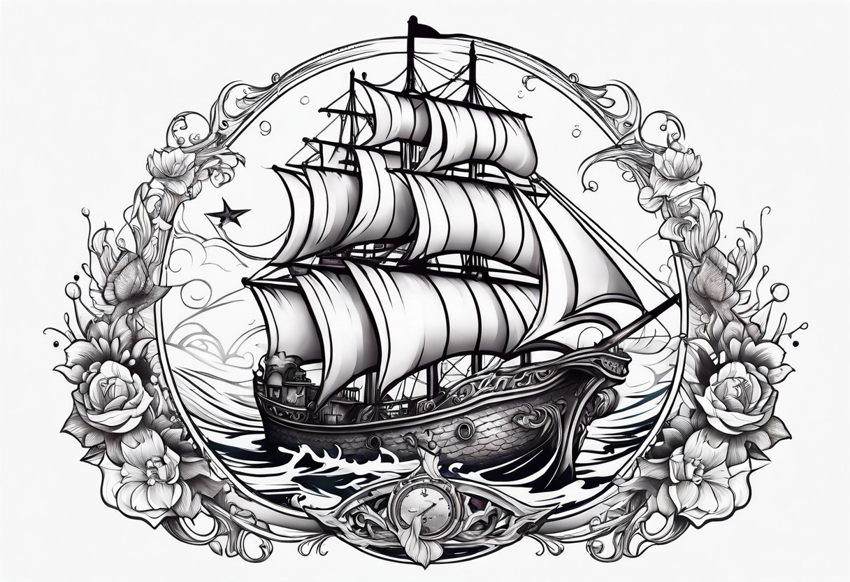 Distressed Traditional Tattoo Sailing Ship and Swallows - Ship Tattoo -  Sticker | TeePublic