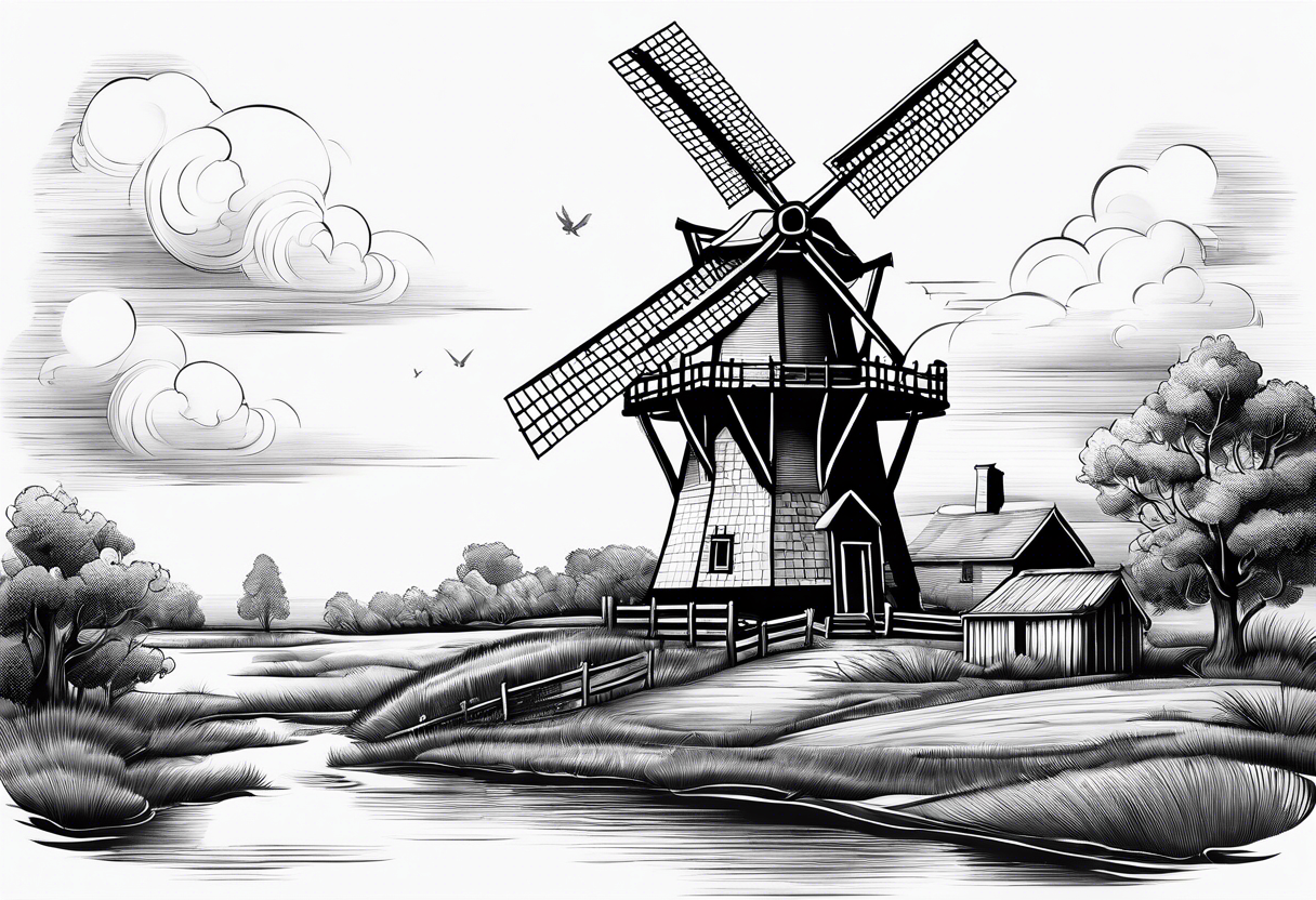 dutch windmill tattoo idea