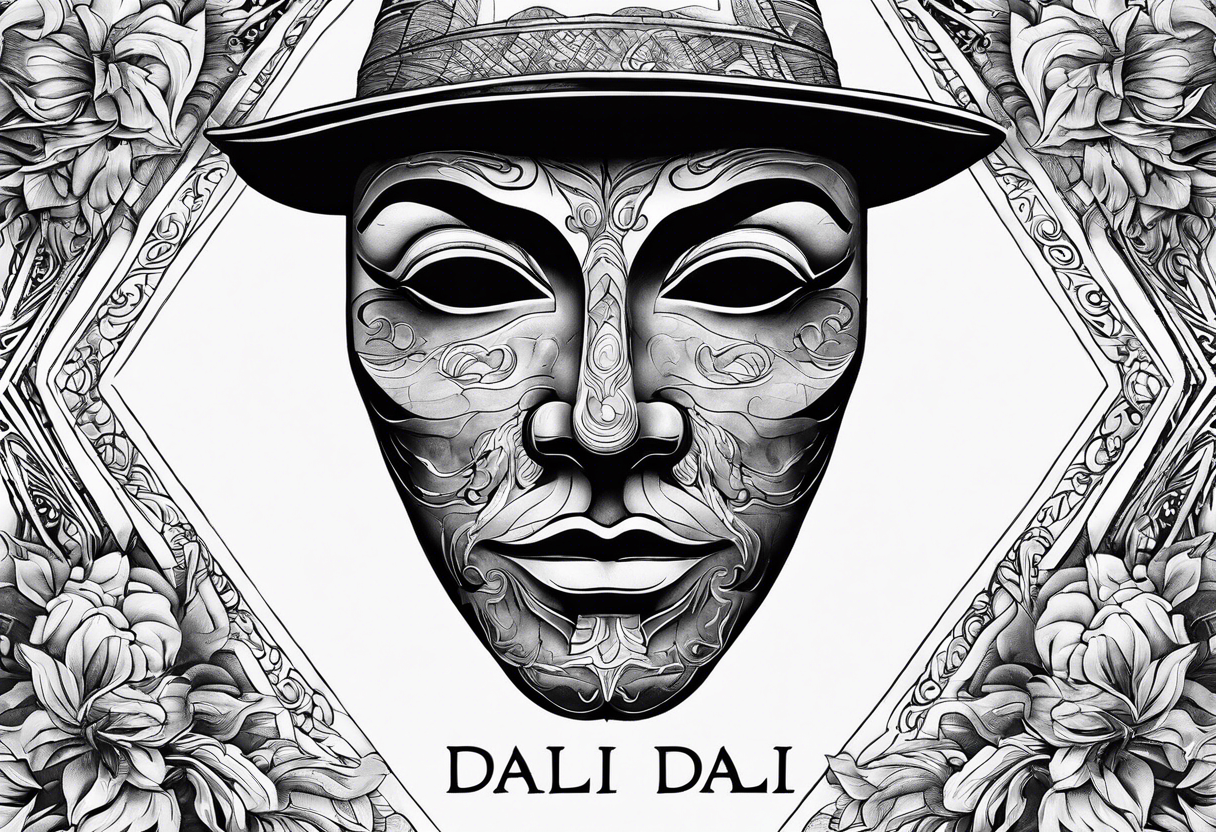 Dali mask, computer, knowledge tattoo idea