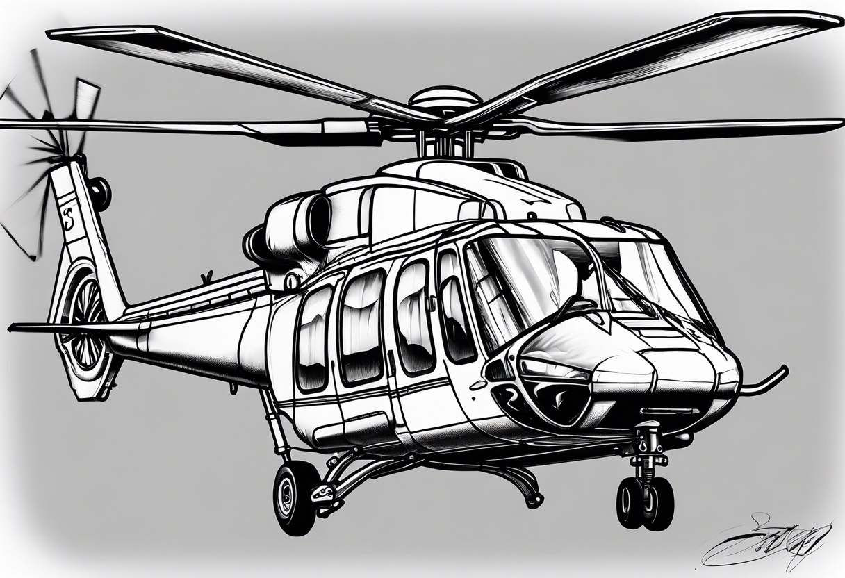 a crazy looking helicopter tattoo idea