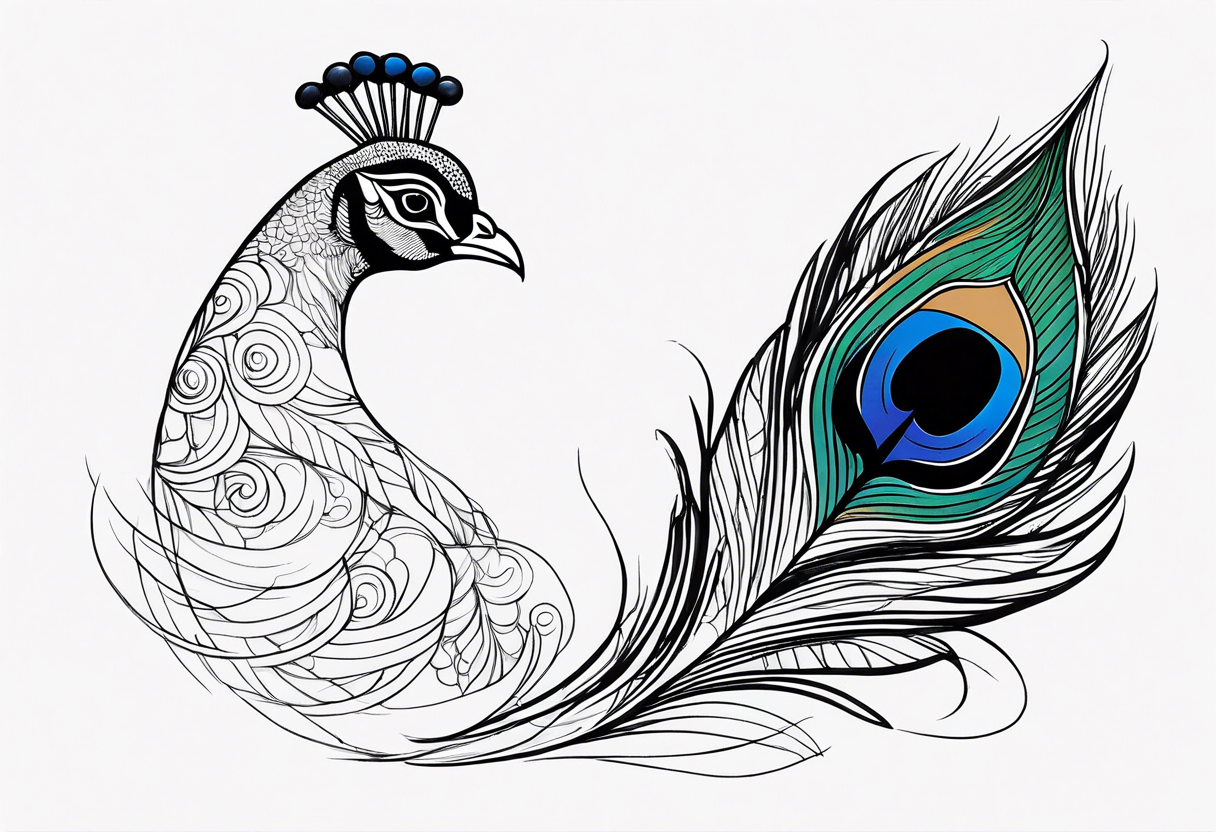 pen intertwined with peacock feather tattoo idea