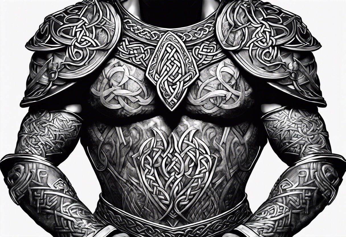 full torso celtic armor viking tattoo idea