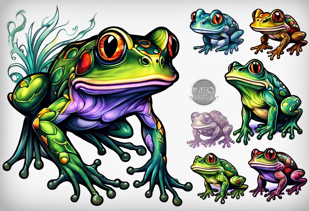 Muscular frog monster tattoo idea