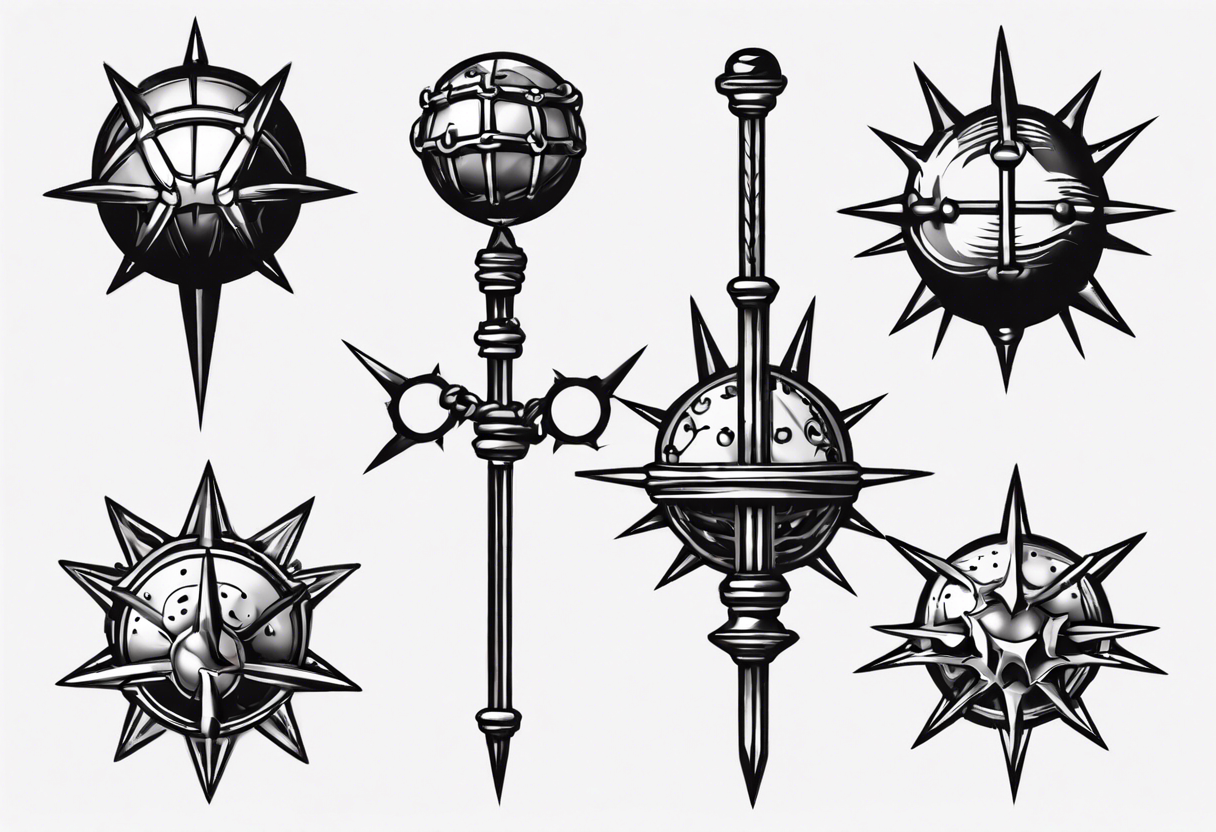 spiked ball mace on a chain tattoo idea