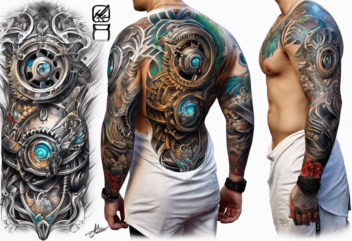 Bio mechanical full sleeve tattoo idea