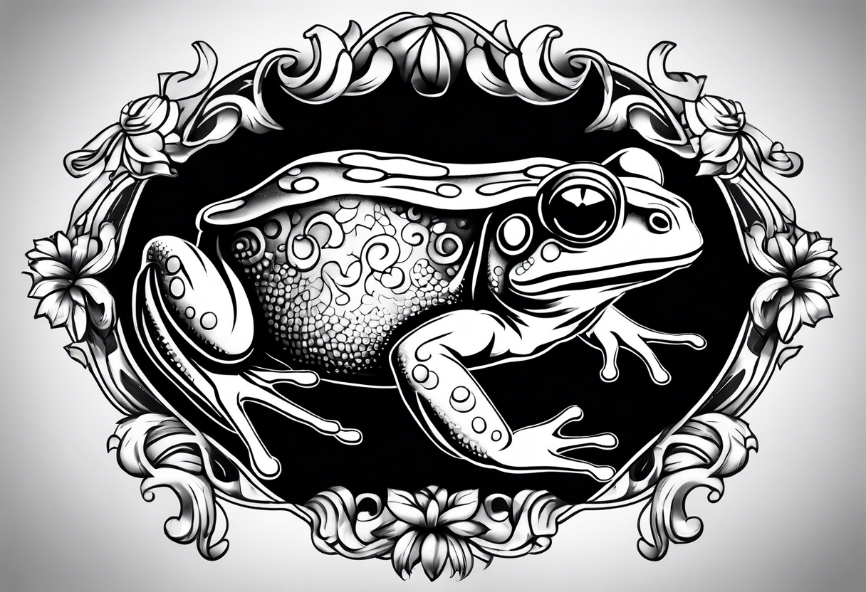 Toad in a child’s hand tattoo idea