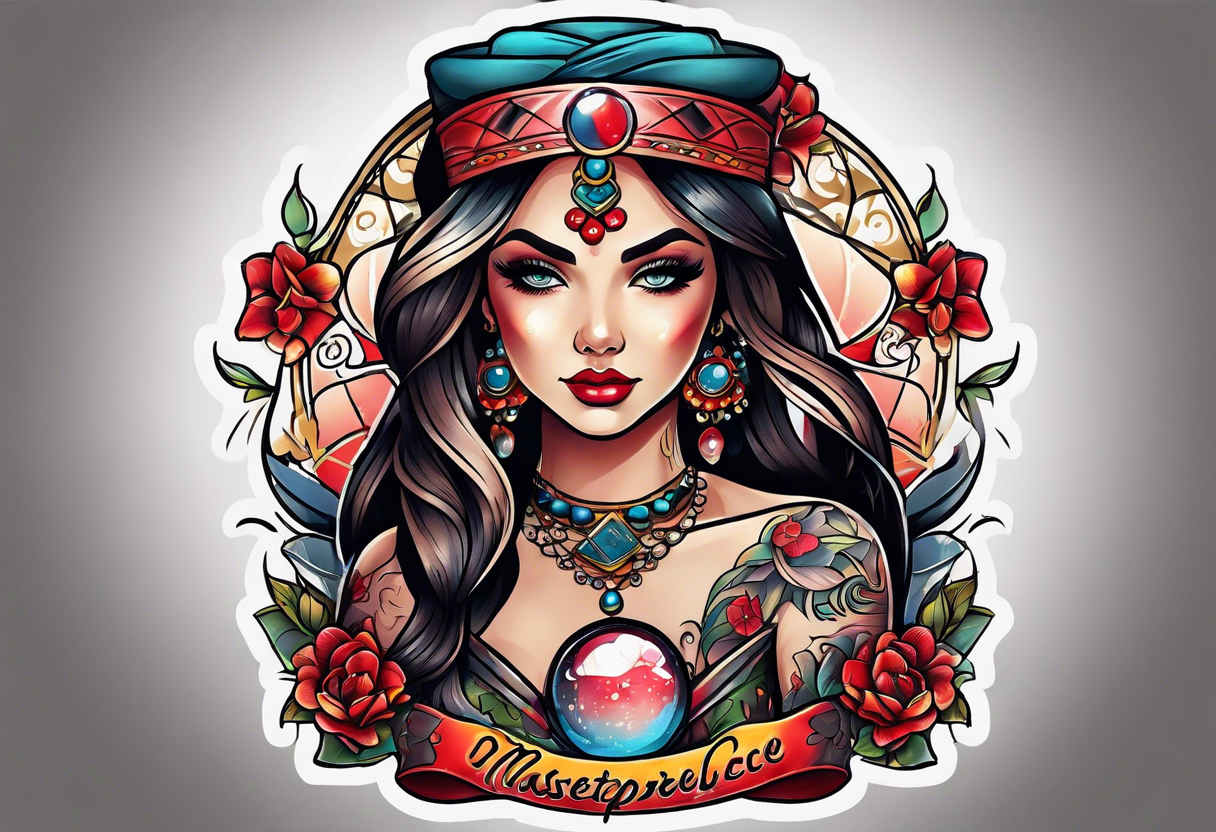 Neo traditional fortune teller tattoo idea