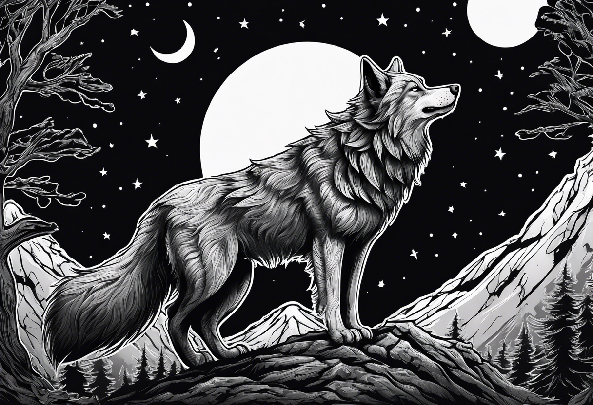 a transforming werewolf howling at the moon tattoo idea