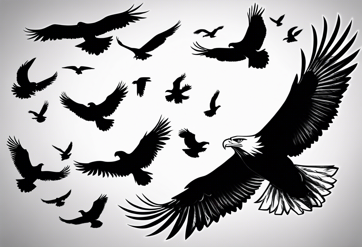 eagles in flight silhouette without any other imagery tattoo idea