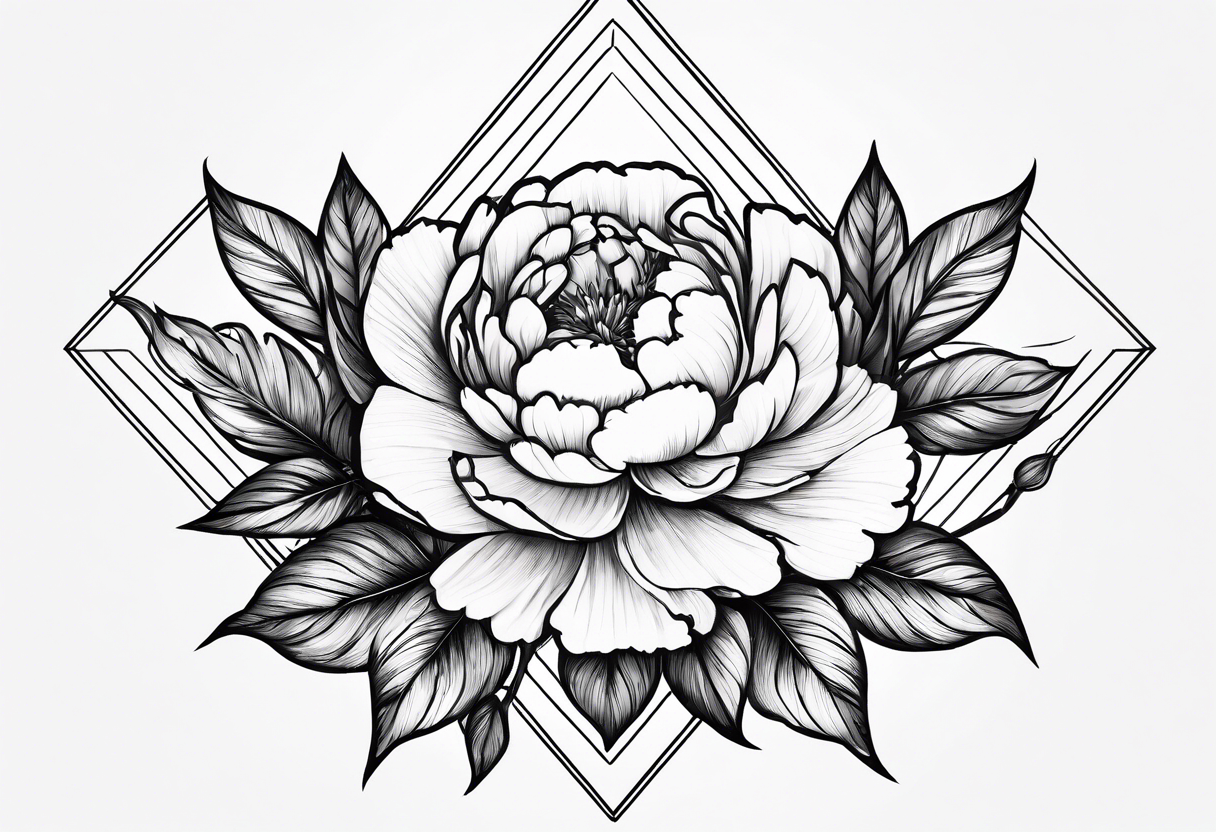 Triangle, peonies, lines, sun, thin lines, aesthetics, tattoo for girl tattoo idea