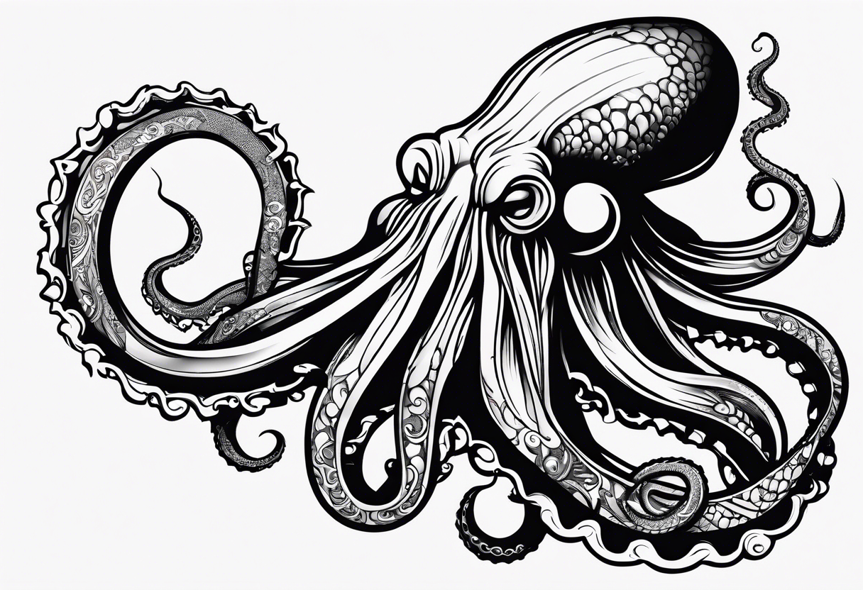 to be drawn in the arm, pocket watch wrapped under an aggressive octopus in side view tattoo idea