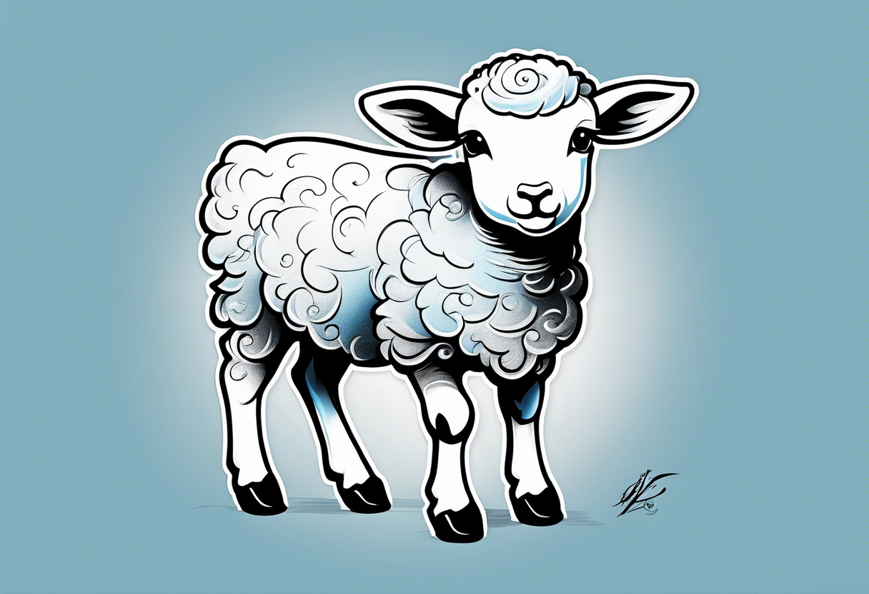 Pastel blue Lamb tattoo idea