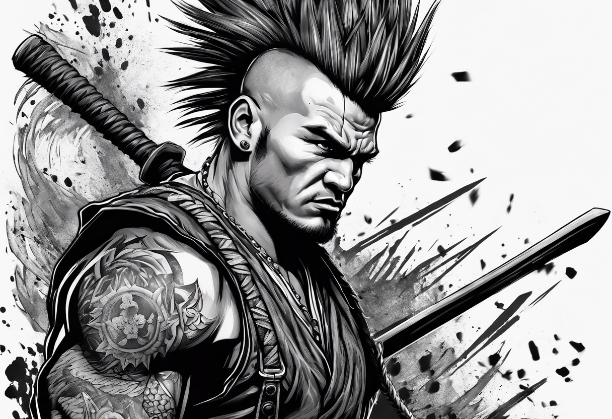 a mad mohawk axeman trying to attack you tattoo idea