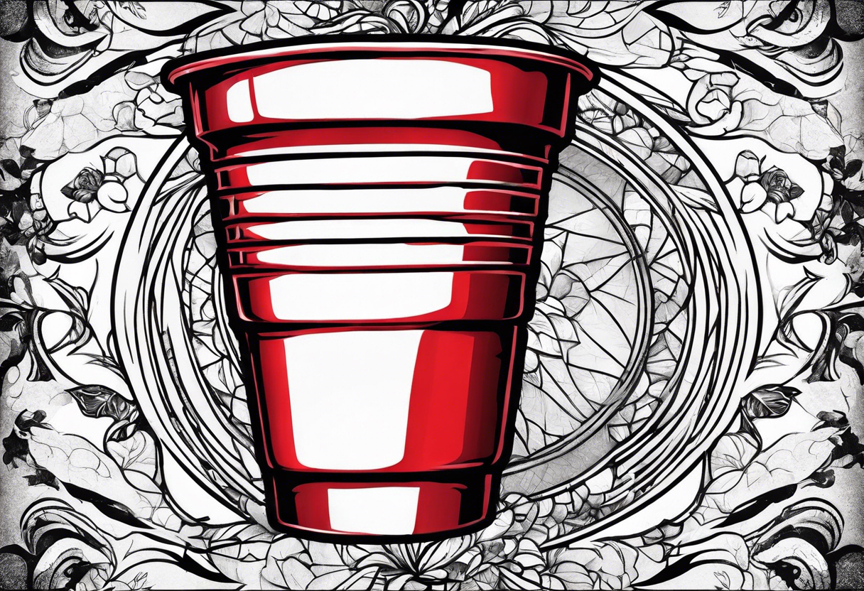 A red cracked plastic solo cup tattoo idea