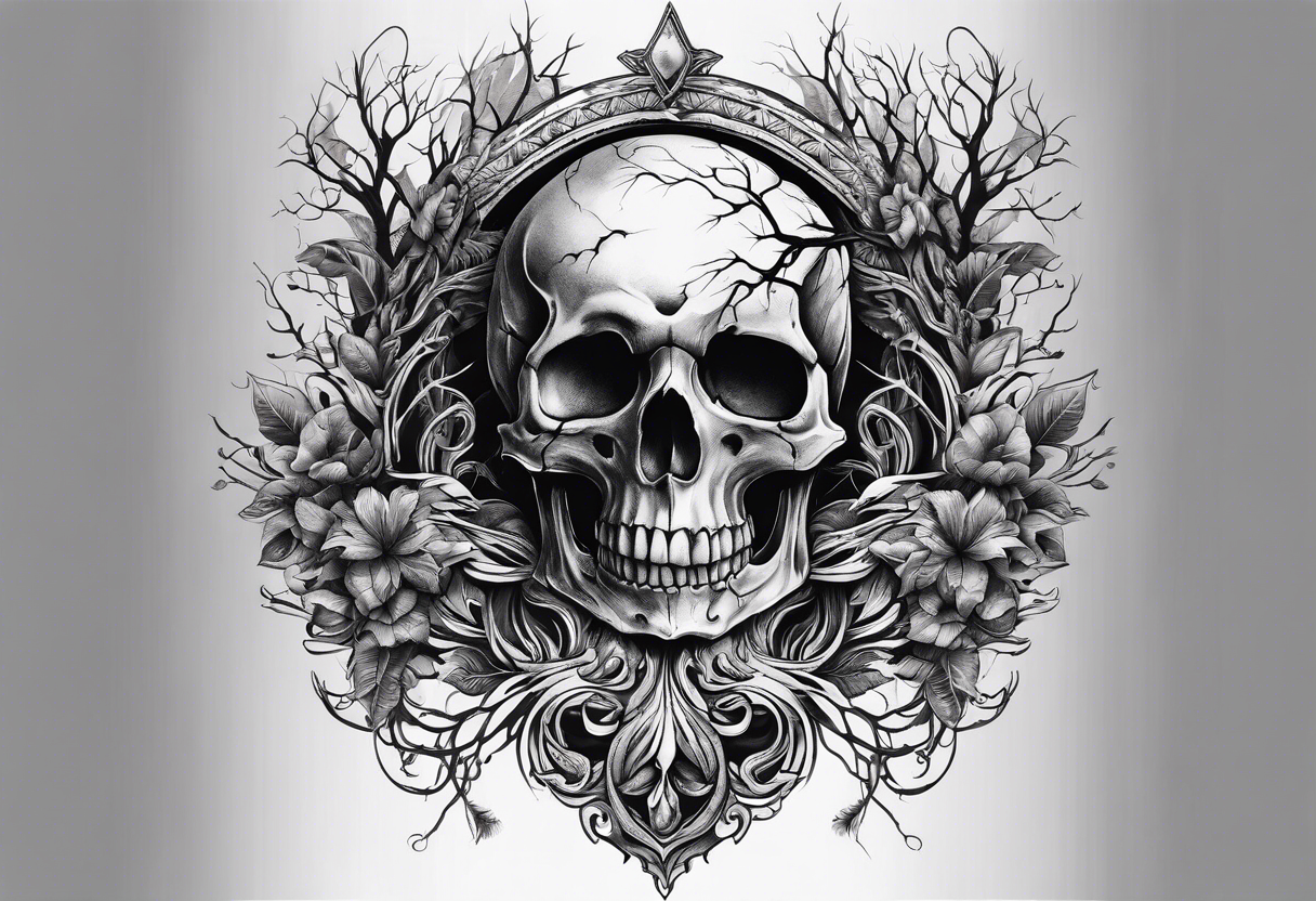 Tree skull tattoo idea