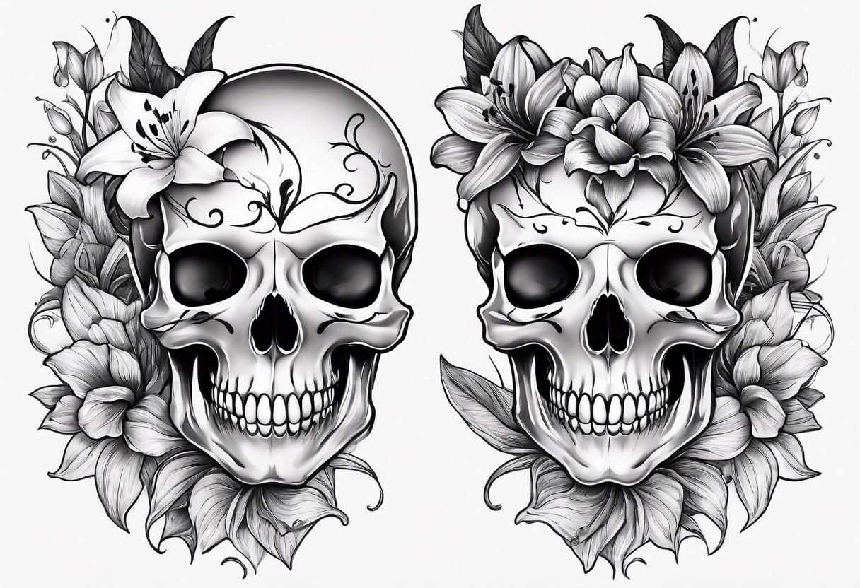 Scary tattoo skull skeleton head teeth horror logo