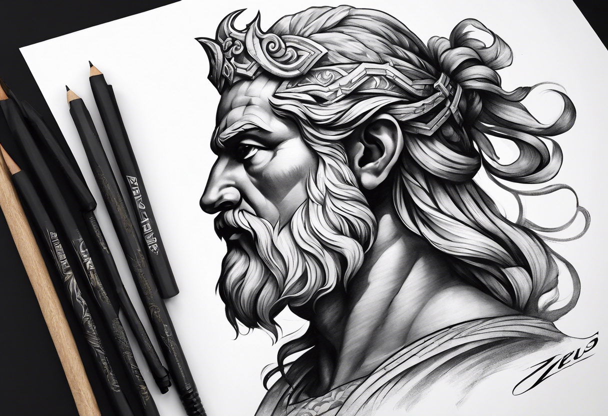 Zeus side profile tattoo idea