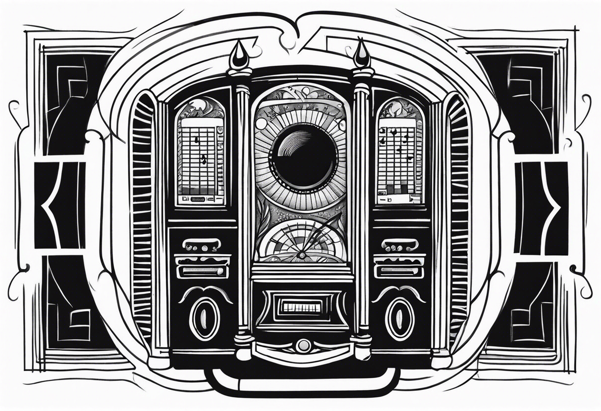 man playing music jukebox tattoo idea